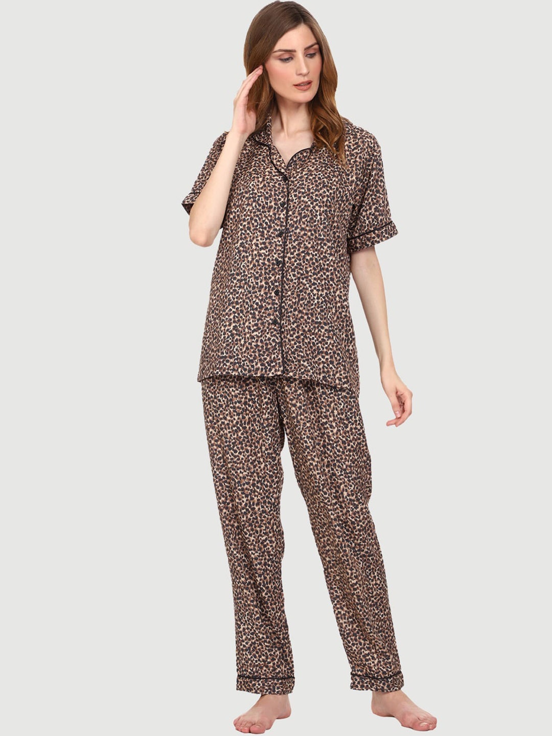 

Urban Komfort Animal Printed Night Suit, Beige