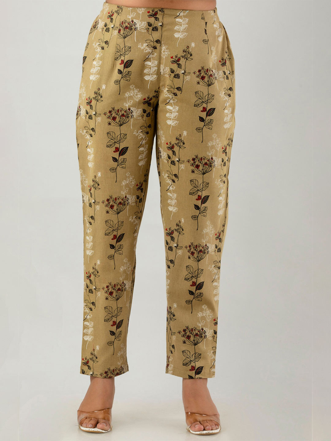 

DORIYA Women Floral Printed Straight Fit Cotton Palazzos, Yellow
