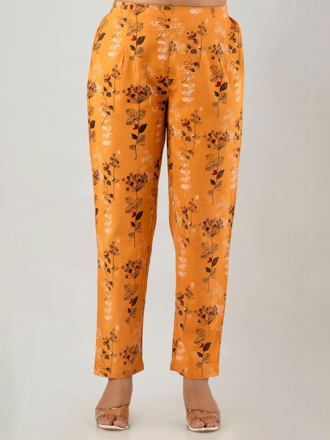 

DORIYA Women Floral Printed Flared Palazzos, Yellow