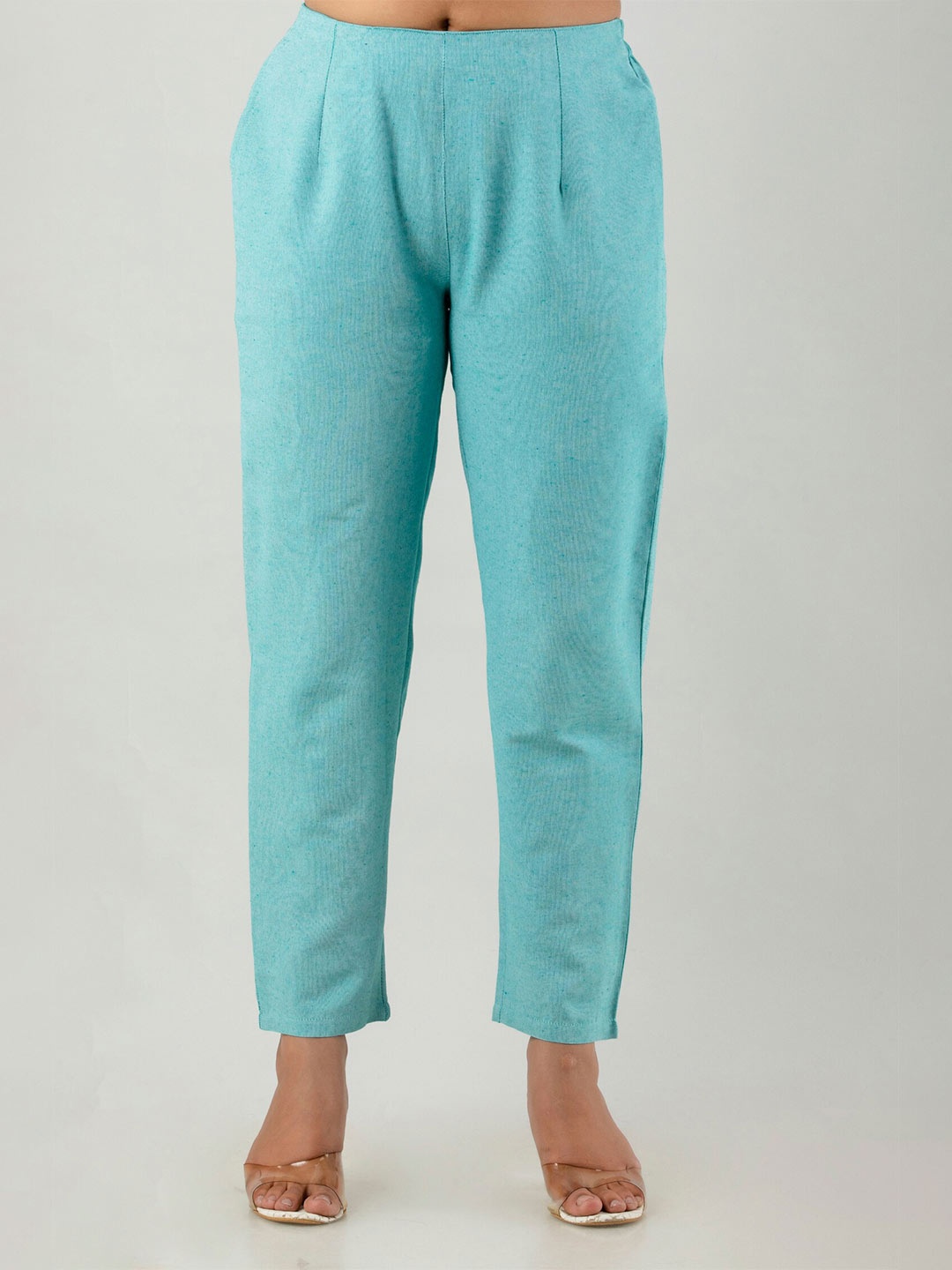 

DORIYA Women Cotton Straight Fit Palazzos, Blue