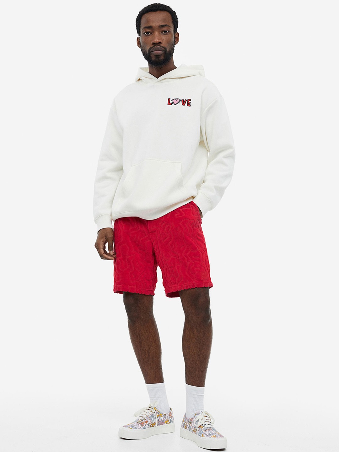 

H&M Men Regular Fit Terry shorts, Red