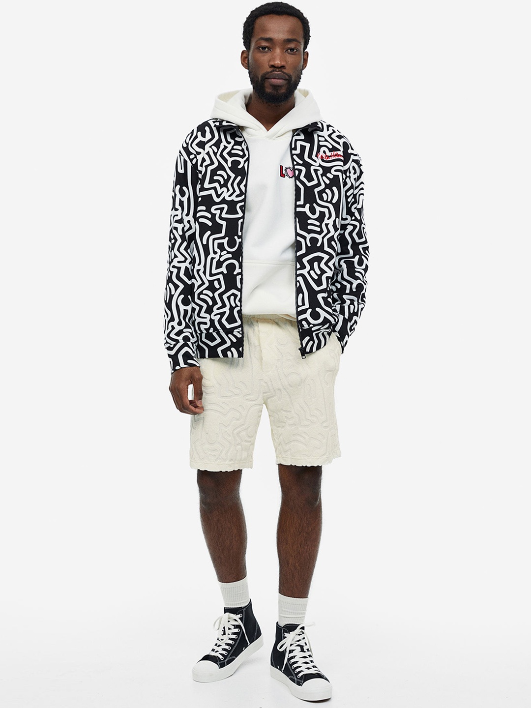 

H&M Men Regular Fit Terry shorts, White