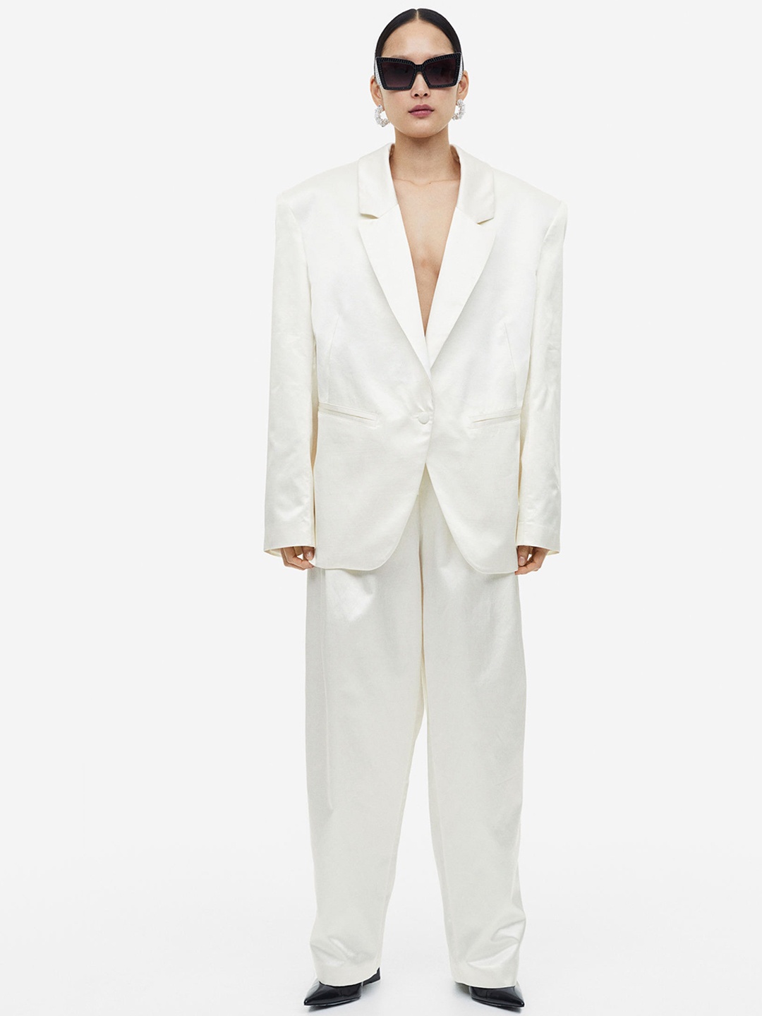 

H&M Women Single-Breasted Blazer, White
