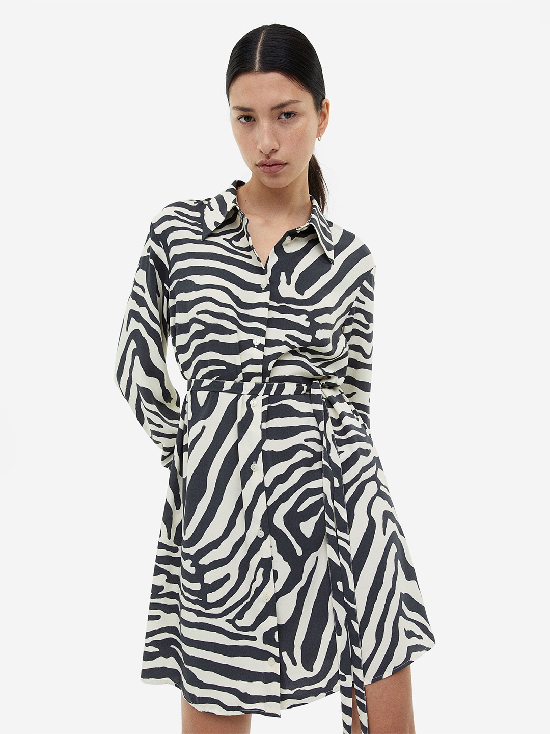 

H&M Woman Tie-belt shirt dress, Grey