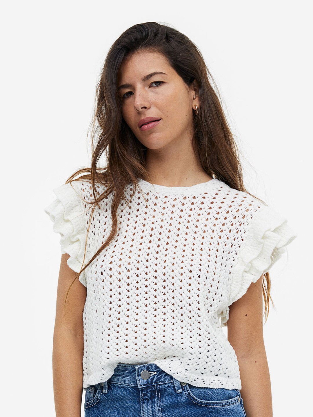 

H&M Woman Pointelle-knit top, White