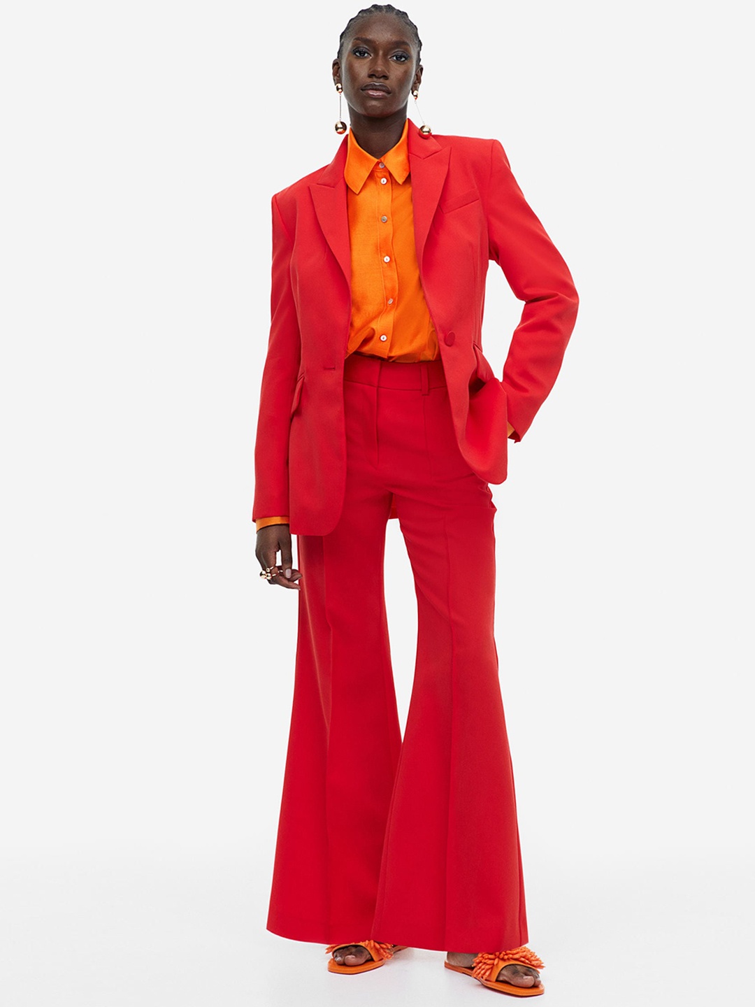 

H&M Woman Flared tailored trousers, Red