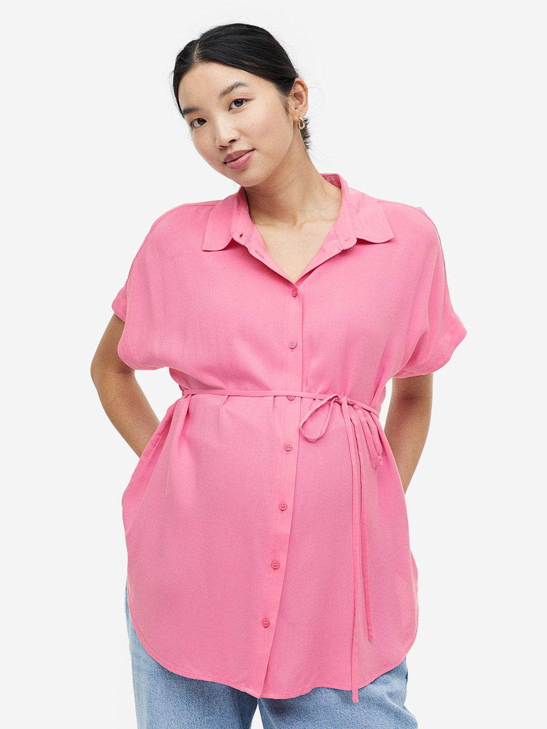 

H&M MAMA Tie-belt blouse, Pink