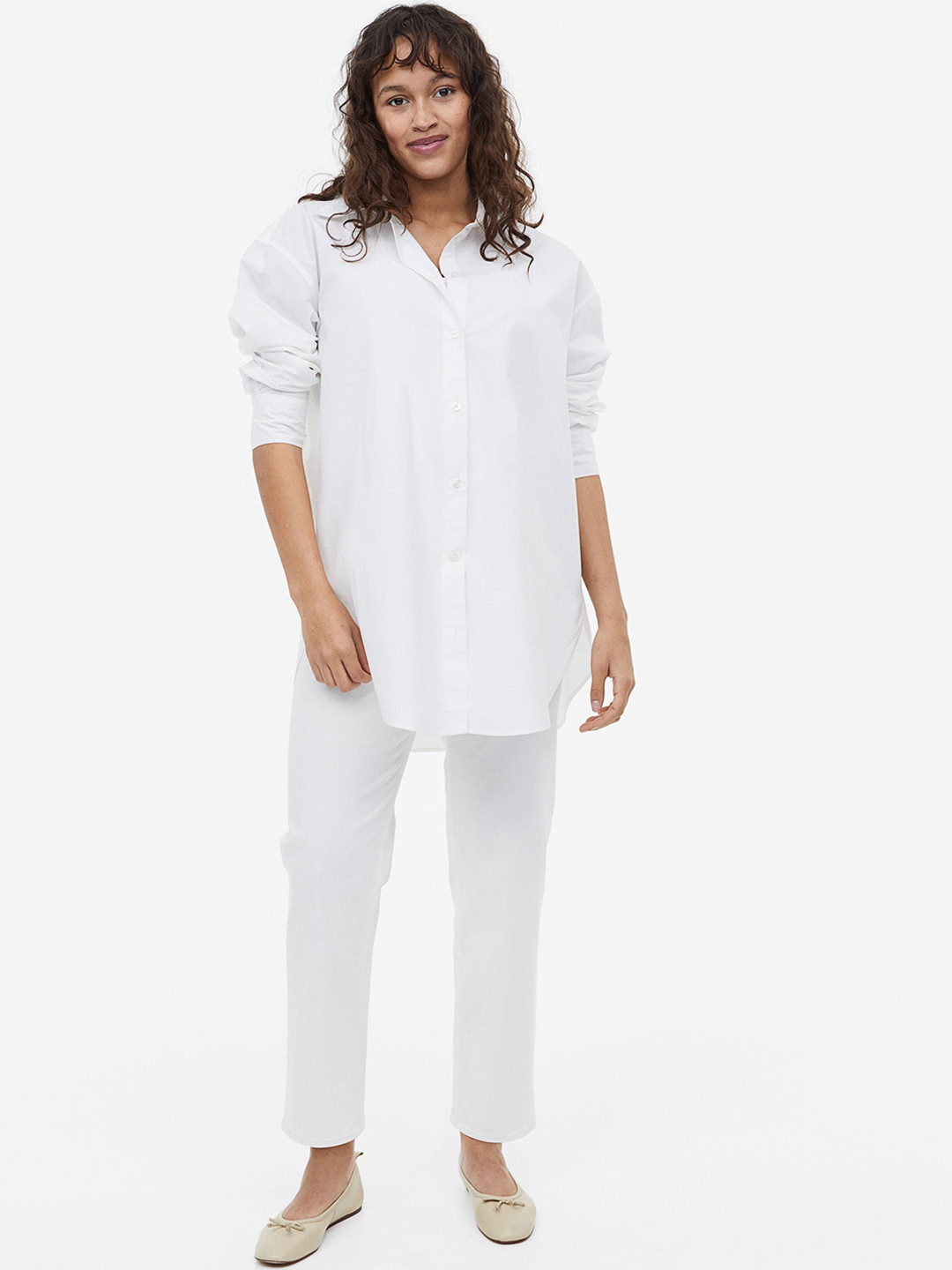 

H&M Woman MAMA Straight Ankle Jeans, White