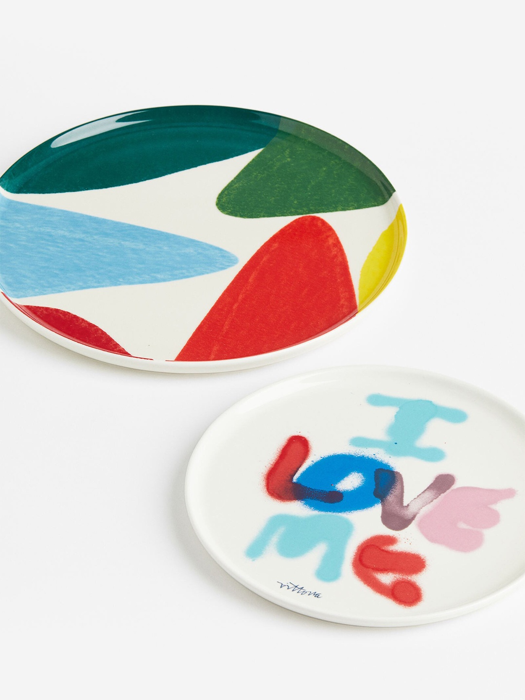 

H&M White & Blue Printed Porcelain Plate