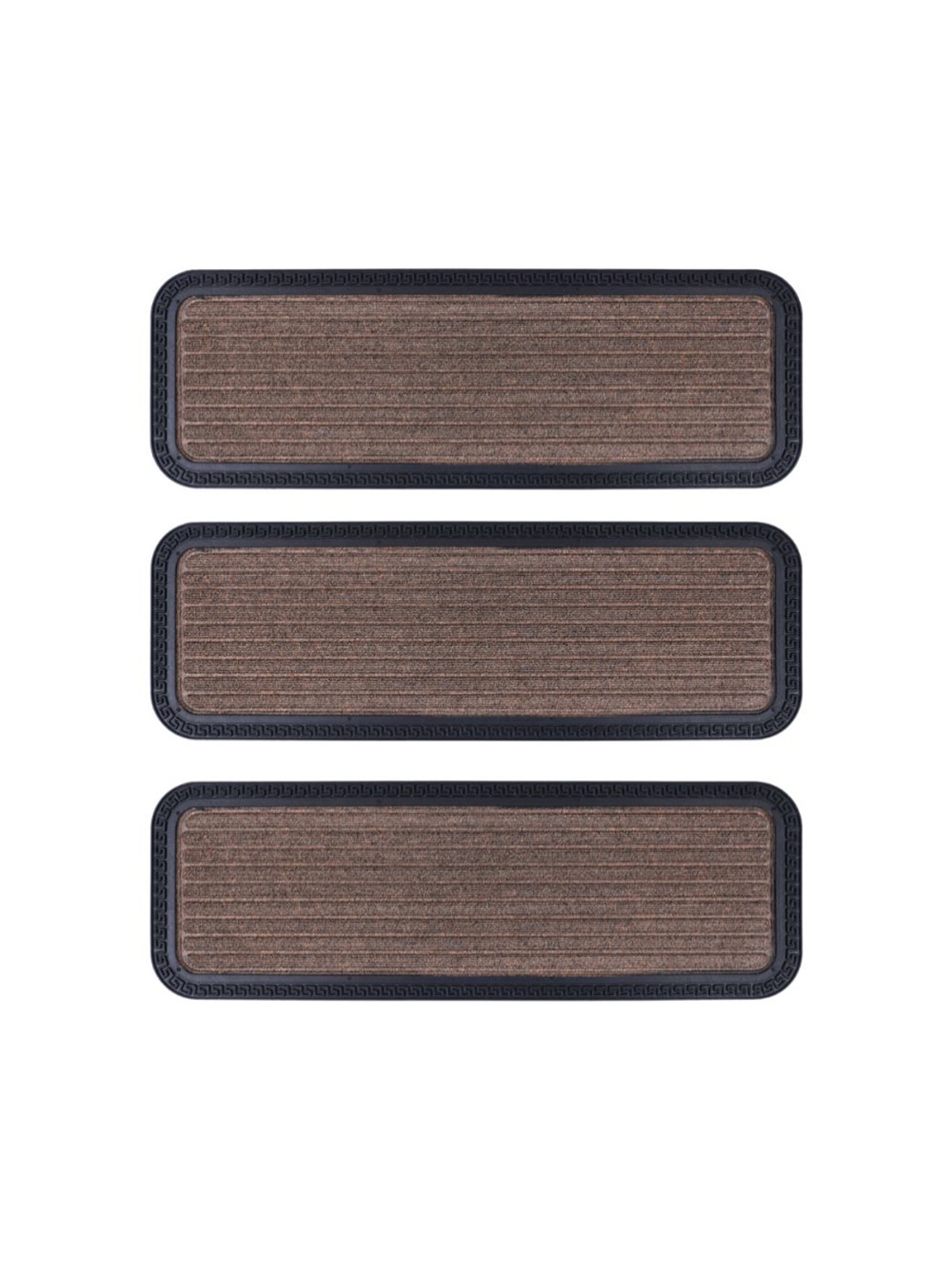 

Black gold Pack of 3 Brown & Black Self Designed Anti Slip Entrance Doormat