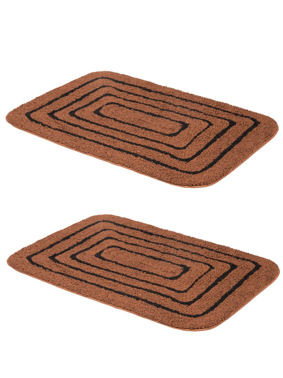 

Black Pack of 2 Beige Self-Design Anti-Skid Cotton Doormats