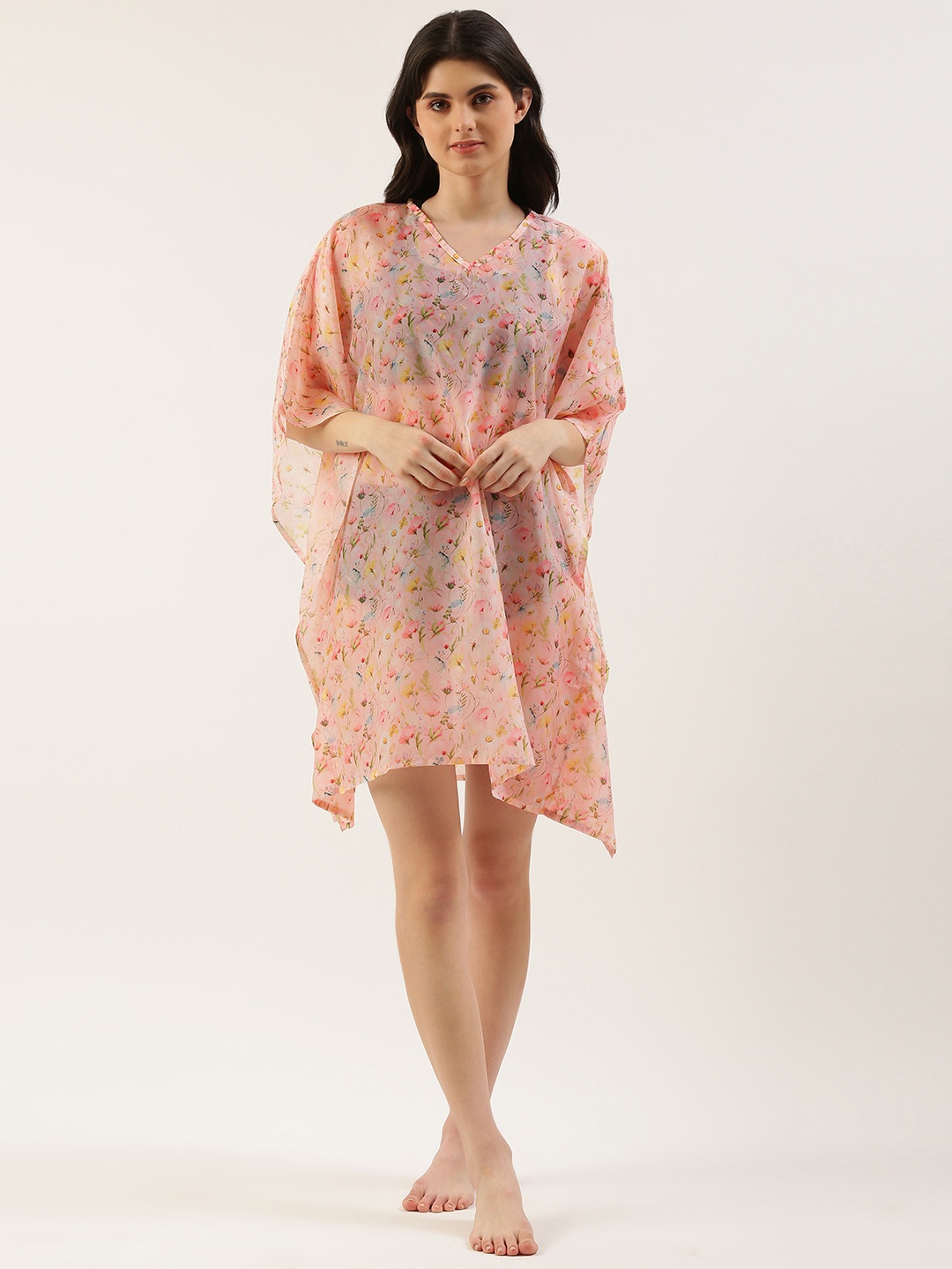 

Clt.s Floral Print Kaftan Swimwear Cover Up Dress, Pink