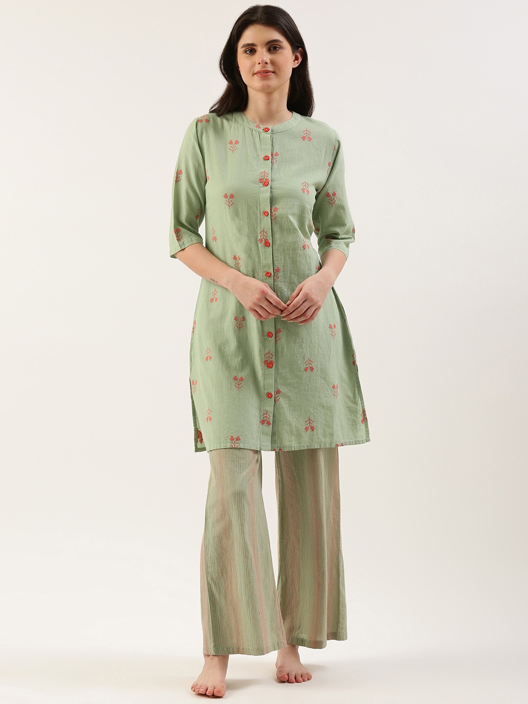 

Clt s Floral Print Pure Cotton Night Suit, Green