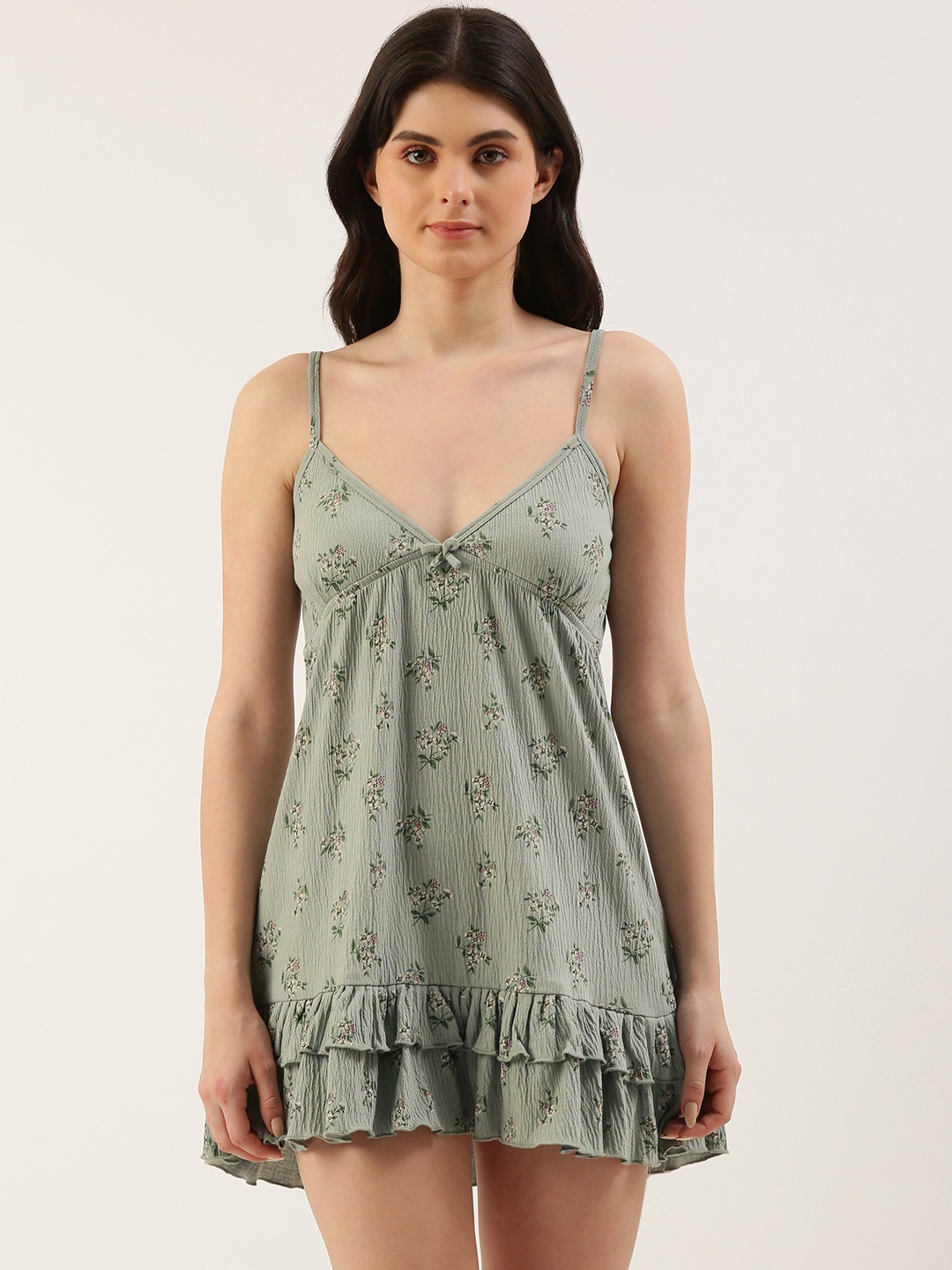 

Clt s Floral Printed Pure Cotton Nightdress, Green
