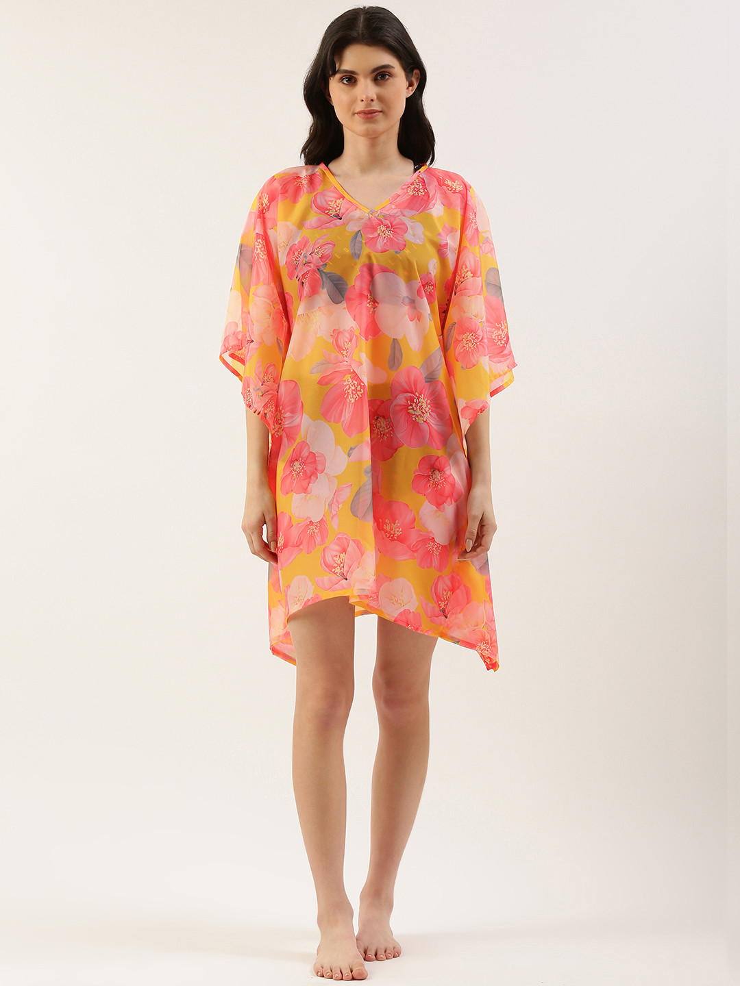 

Clt.s Floral Print Kaftan Swimwear Cover Up Dress, Yellow