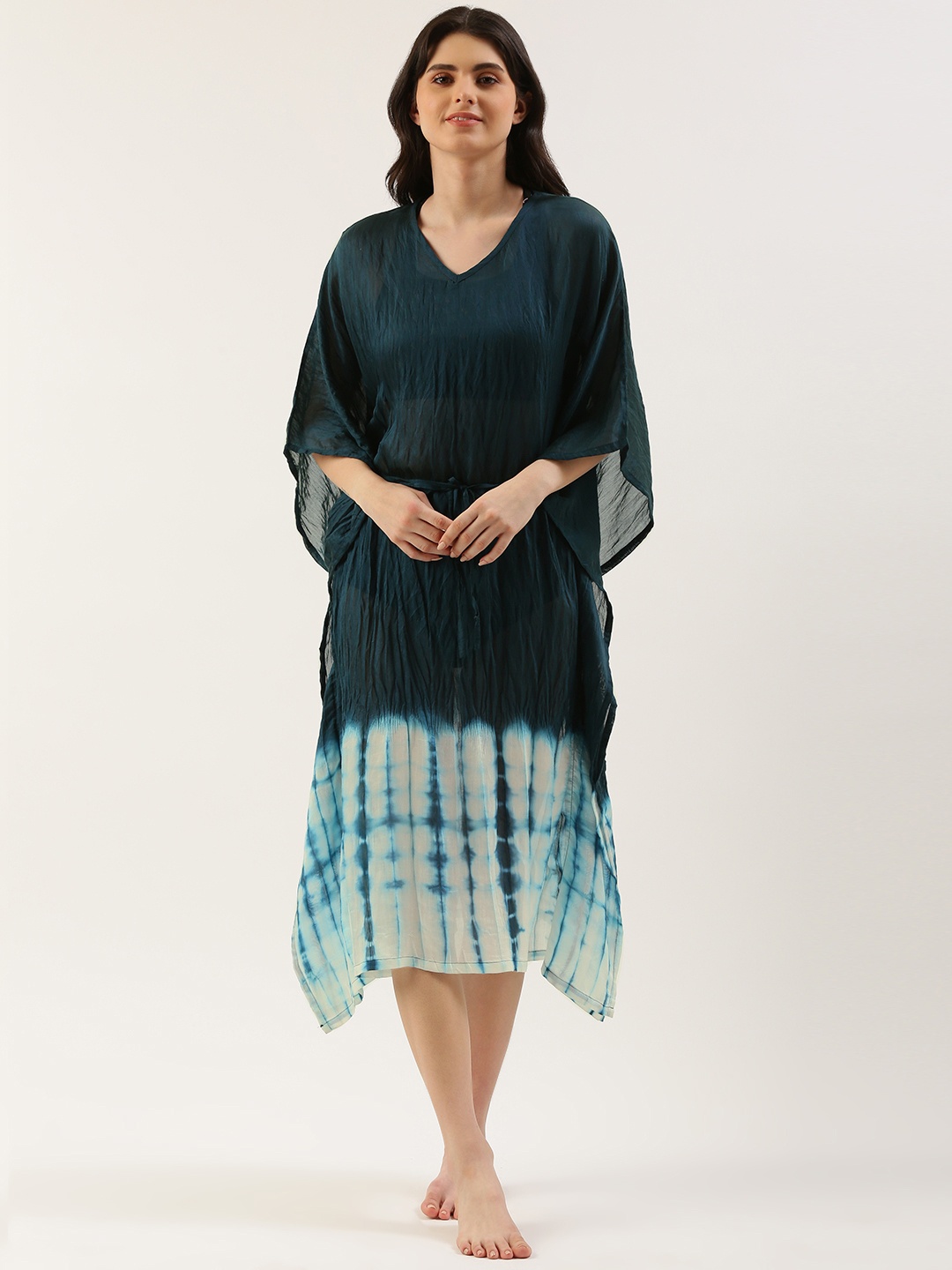 

Clt.s Tie & Dye Kaftan Midi Swimwear Cover Up Dress, Blue