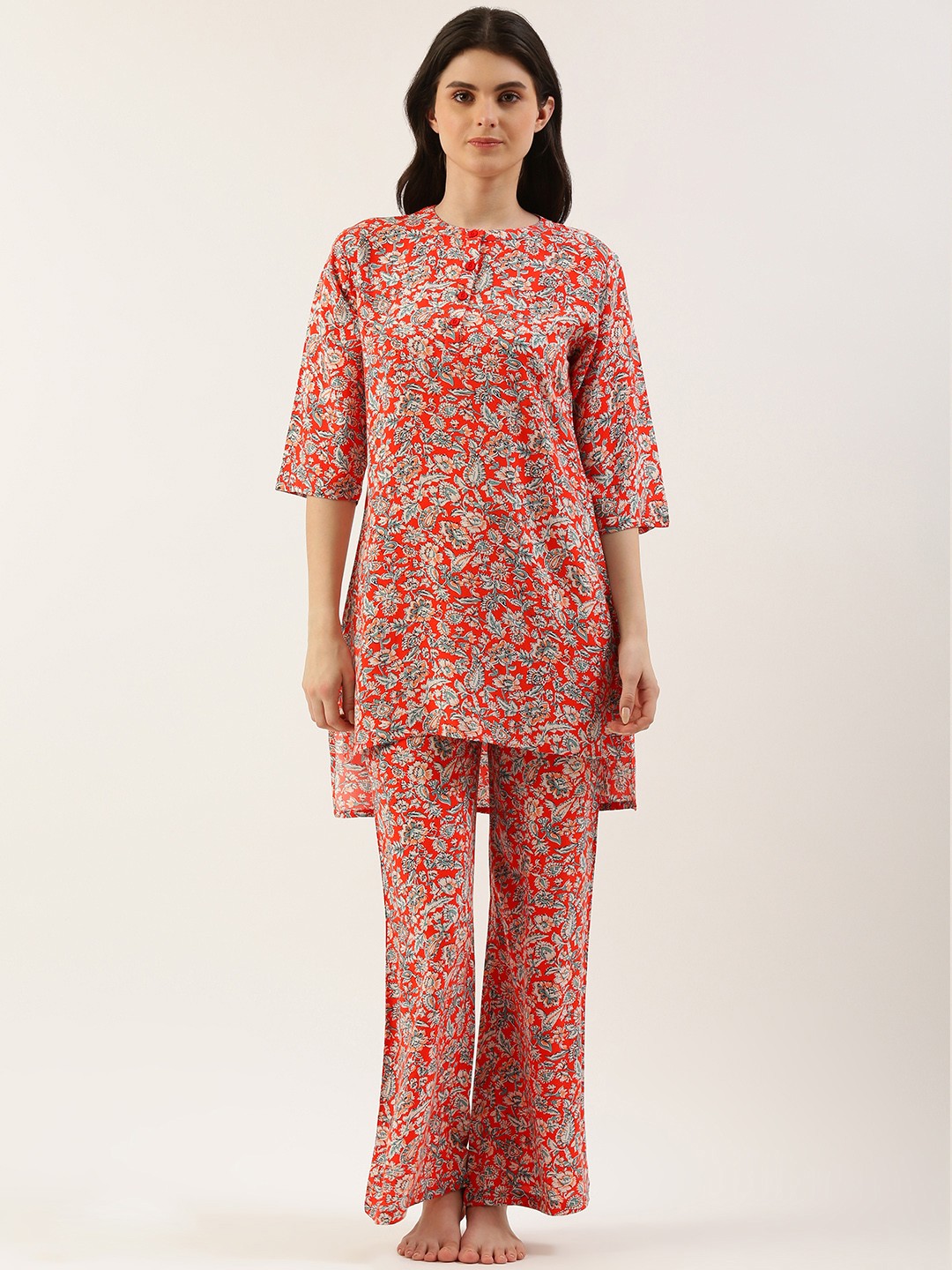 

Clt s Floral Printed Night Suit, Red