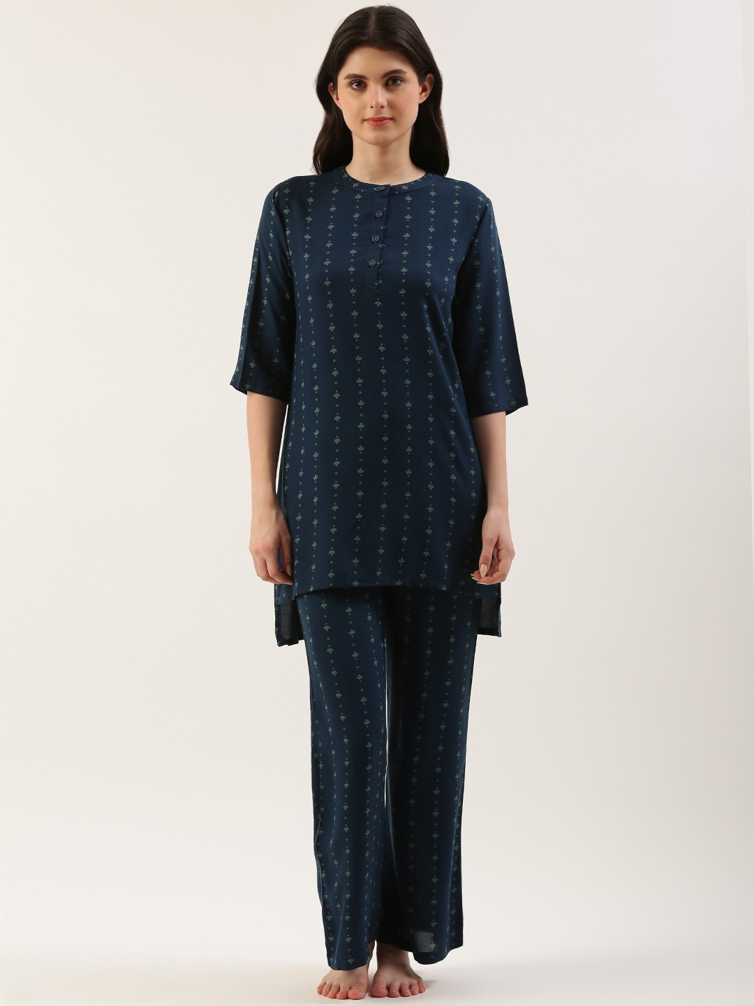 

Clt s Floral Printed Night Suit, Blue