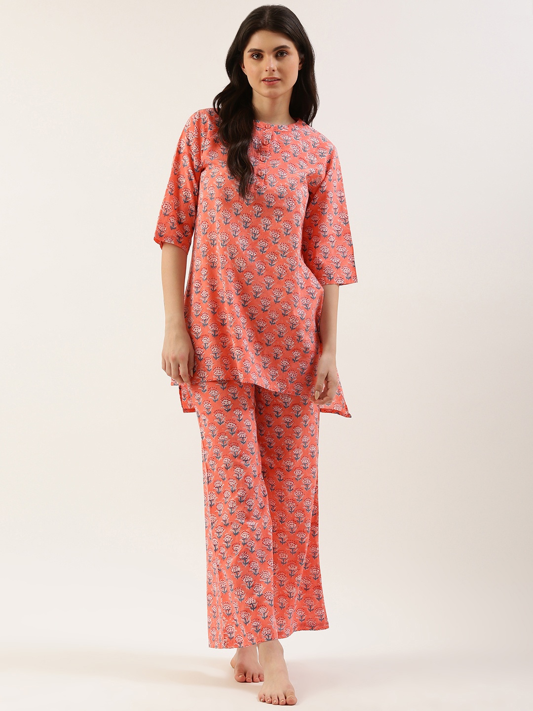 

Clt s Floral Printed Pure Cotton Night Suit, Pink
