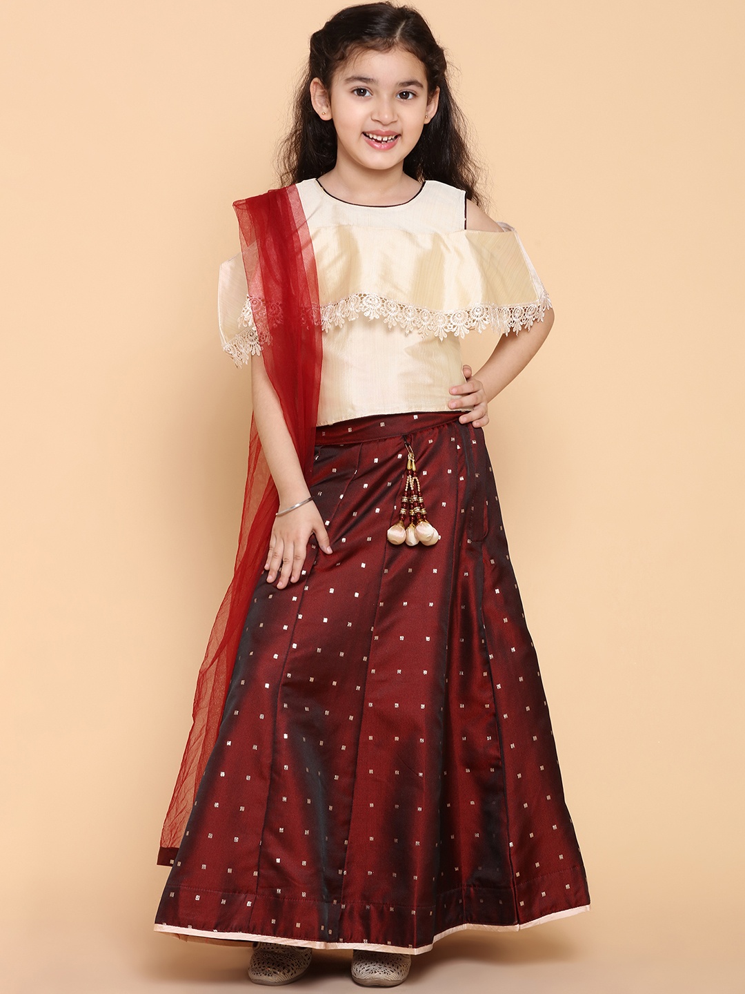 

Aj DEZInES Girls Ready to Wear Lehenga Choli With Dupatta, Maroon