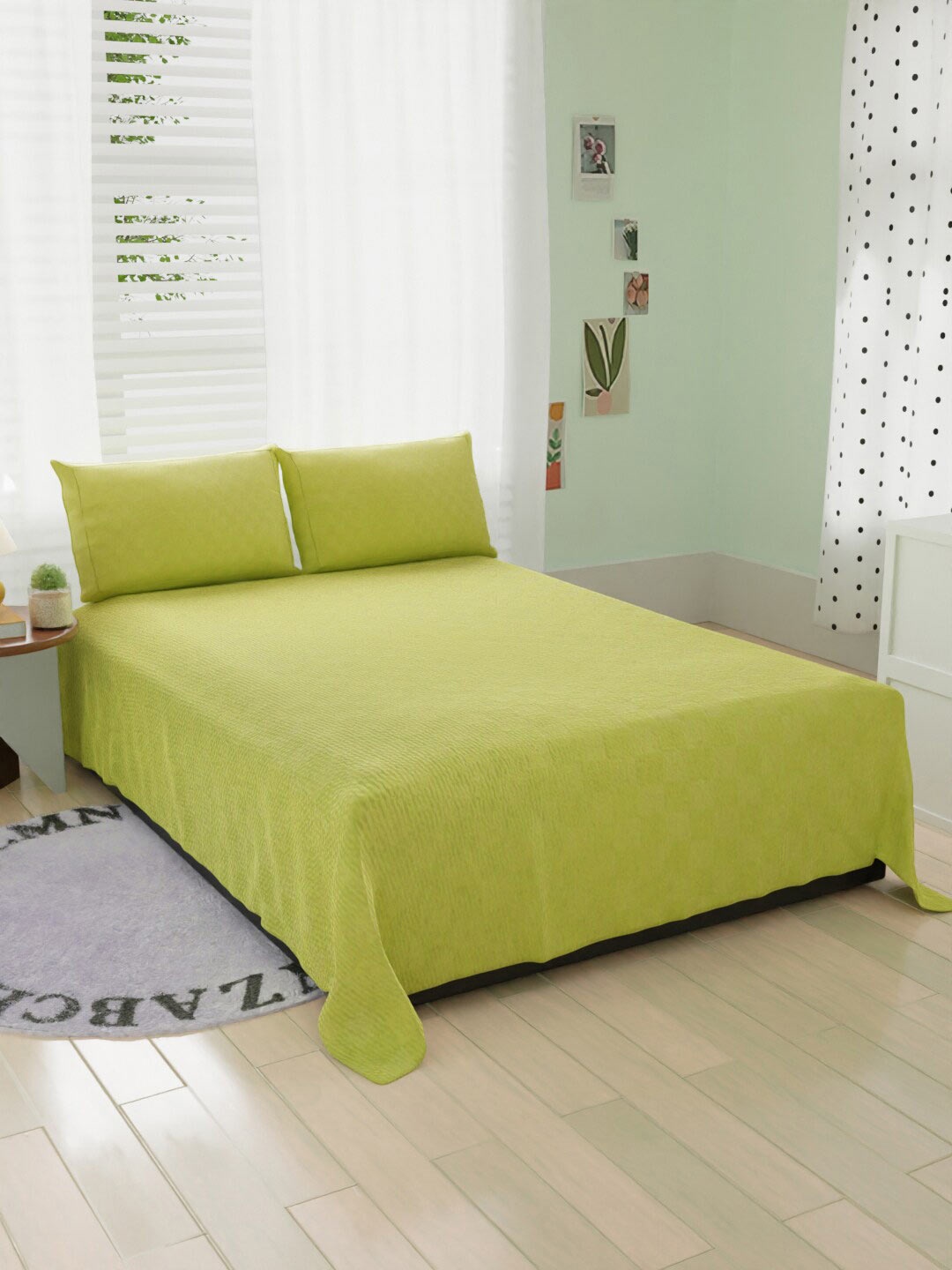 

BELVOSTUM Green Cotton 260 TC King Bedsheet with 2 Pillow Covers