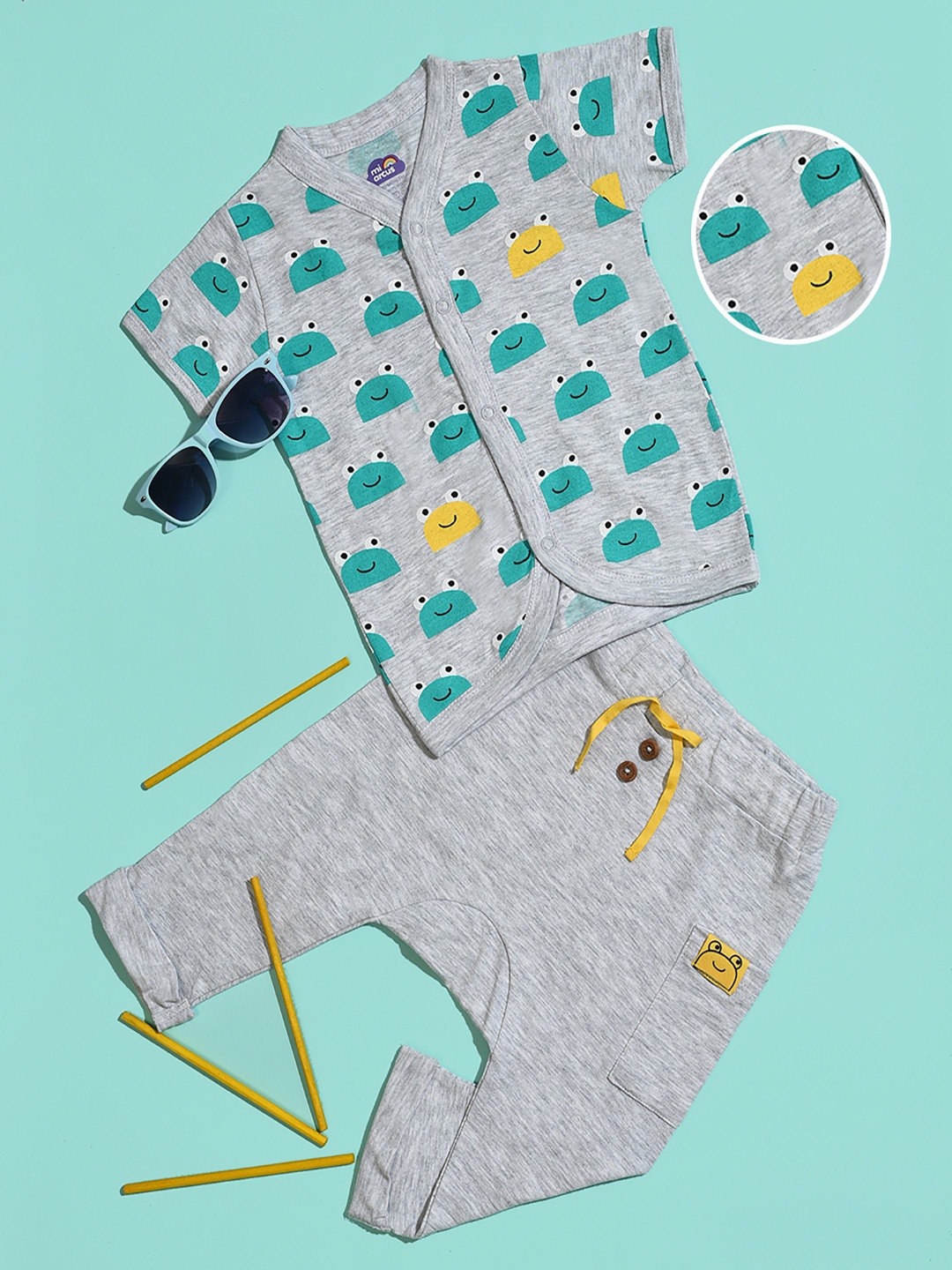 

MiArcus Infant Printed Cotton Shirt with Pyjamas Set, Grey