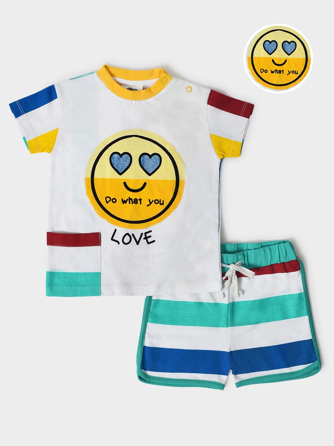 

MiArcus Infants Printed Cotton T-shirt with Shorts Set, White