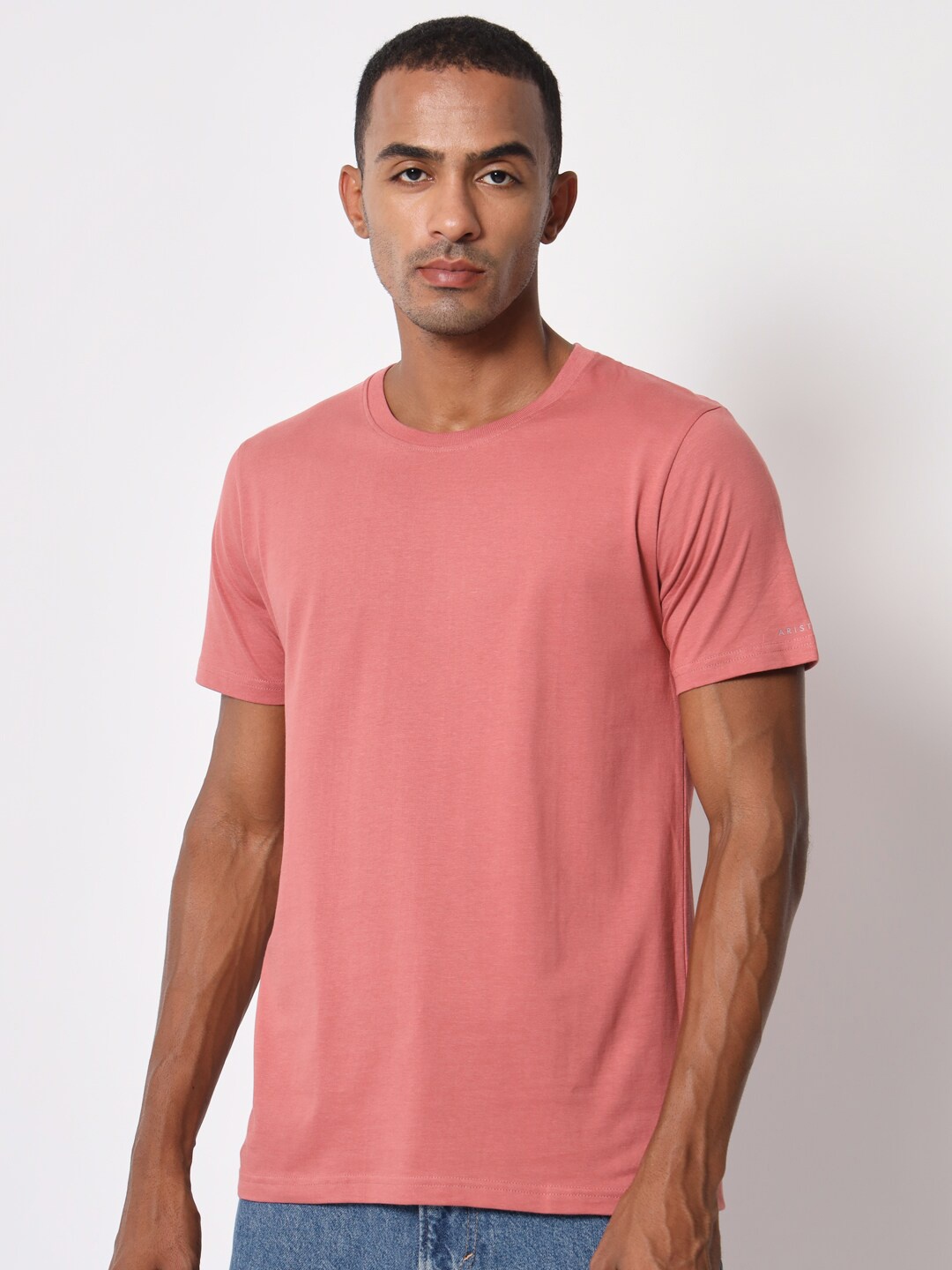 

Aristitch Round Neck Pure Cotton T-shirt, Peach