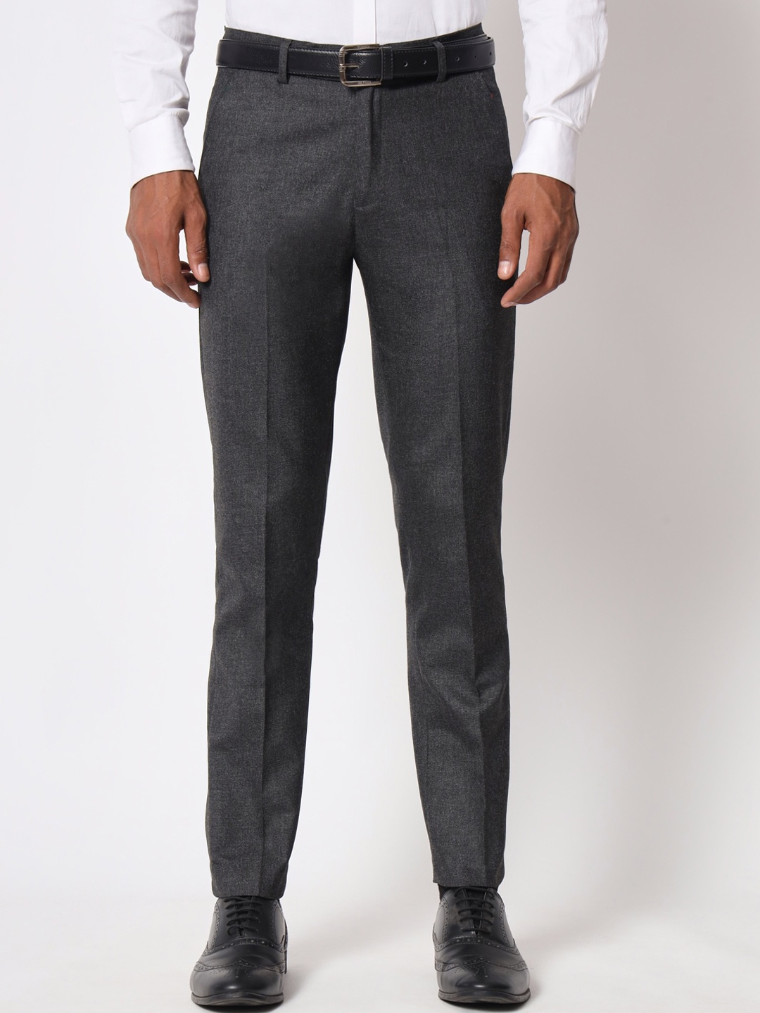 

Aristitch Men Flat-Front Mid-Rise Smart Slim Fit Formal Trousers, Grey