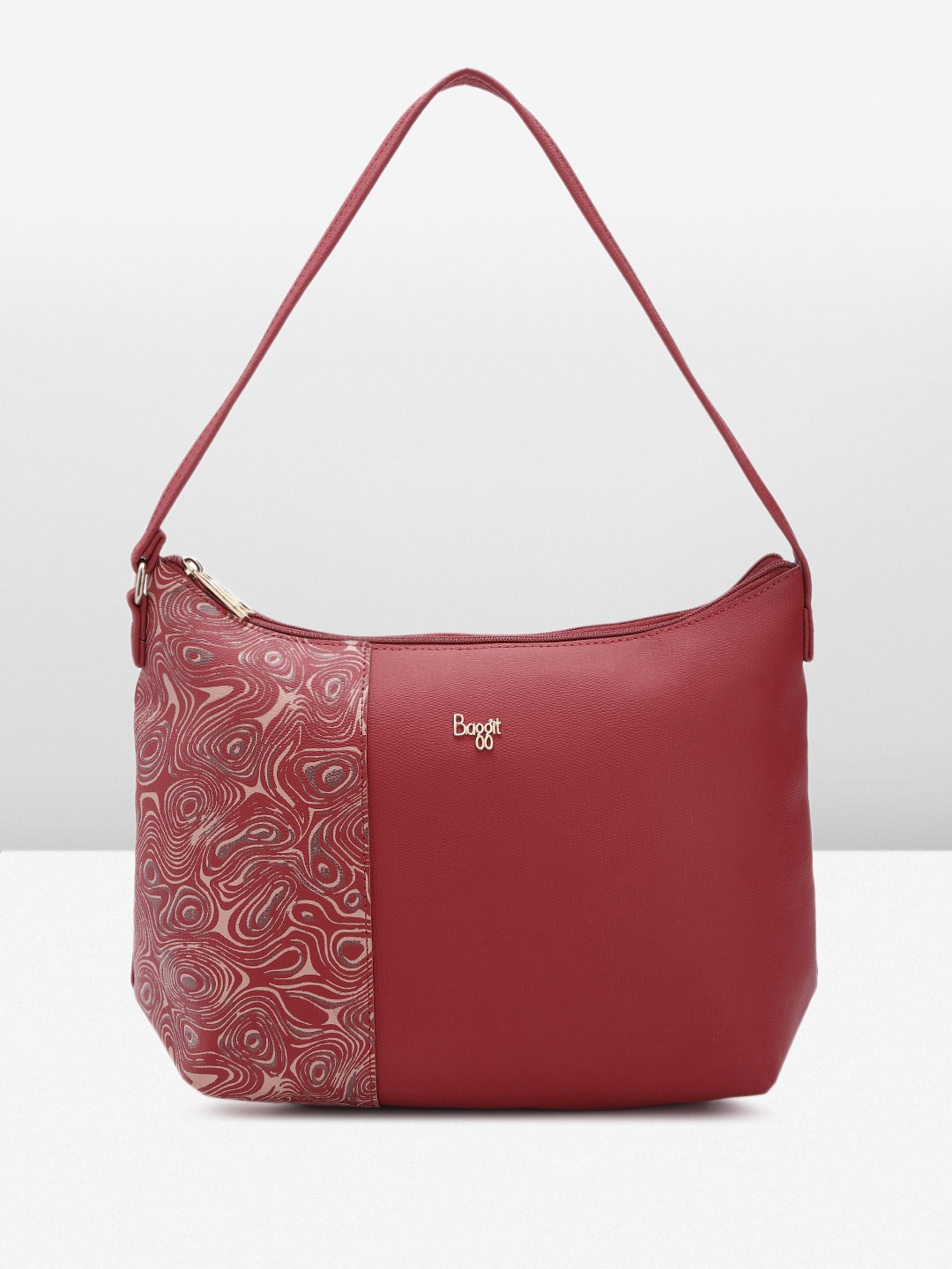 

Baggit Abstract Printed Structured Hobo Bag, Maroon