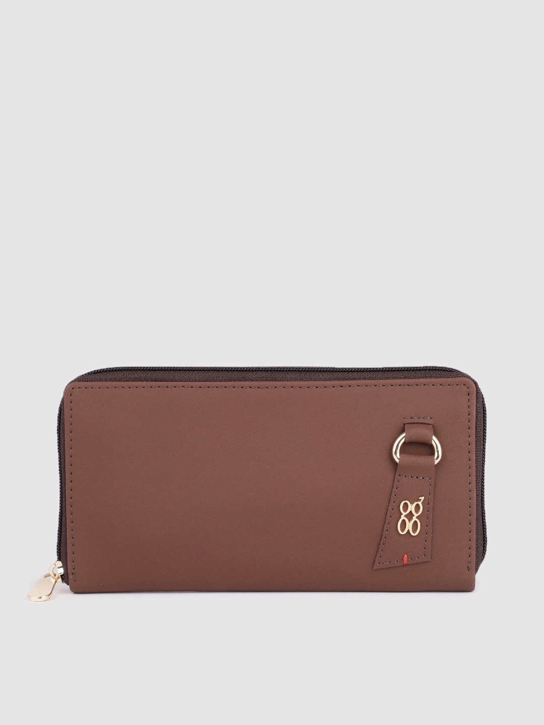 

Baggit Women Solid Zip Around Wallet, Brown
