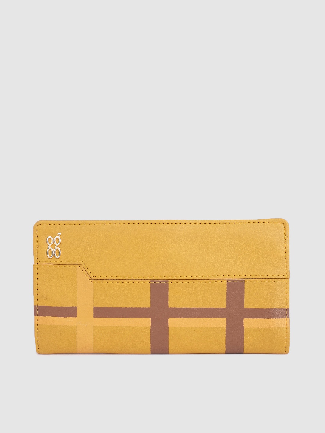 

Baggit Women Checked Two Fold Wallet, Mustard