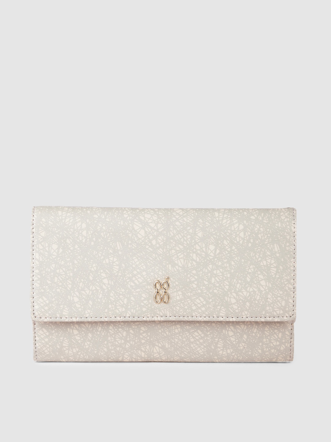 

Baggit Women Abstract Print PU Three Fold Wallet, Off white
