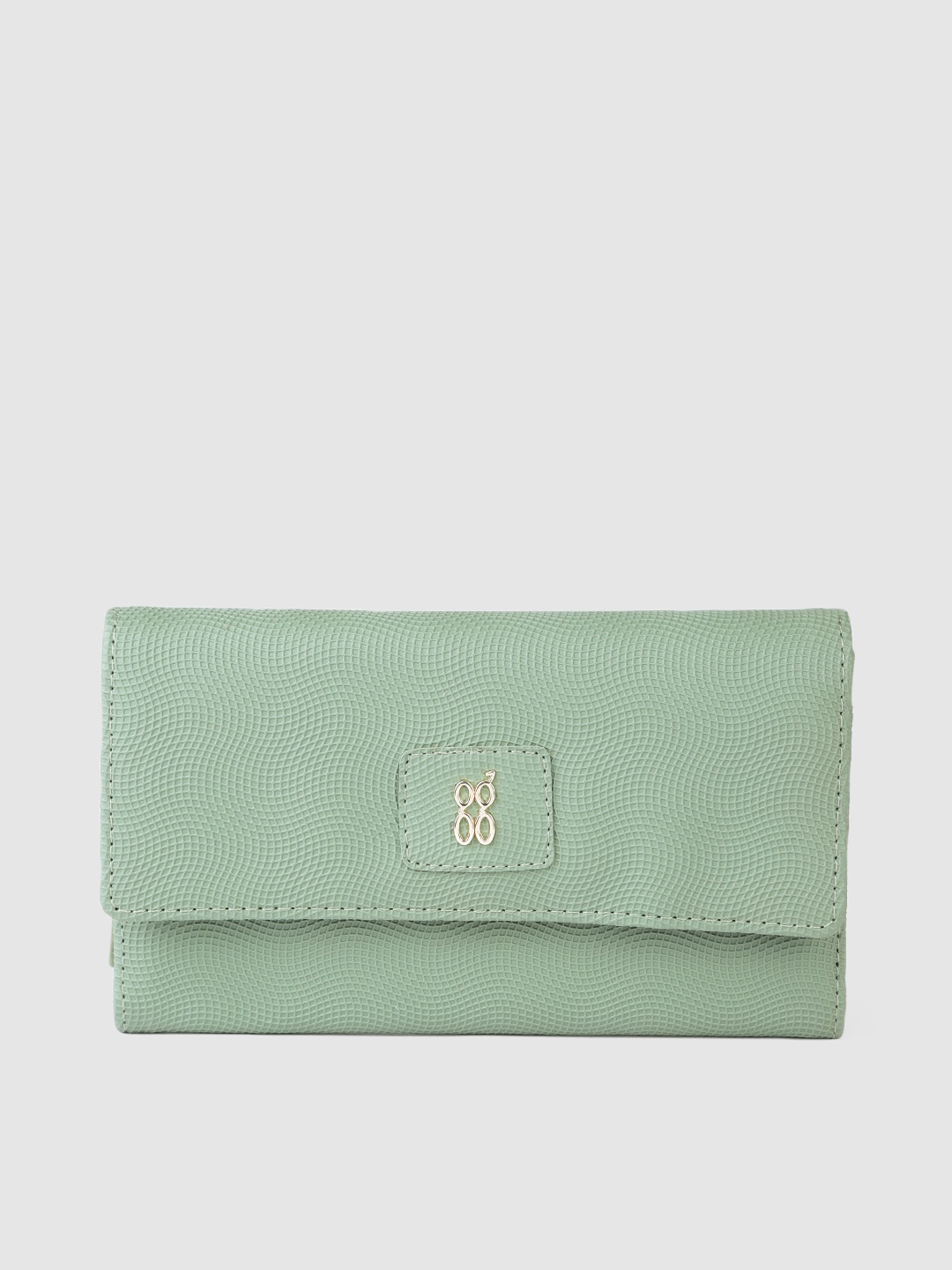 

Baggit Women Geometric Textured PU Envelope Wallet, Green