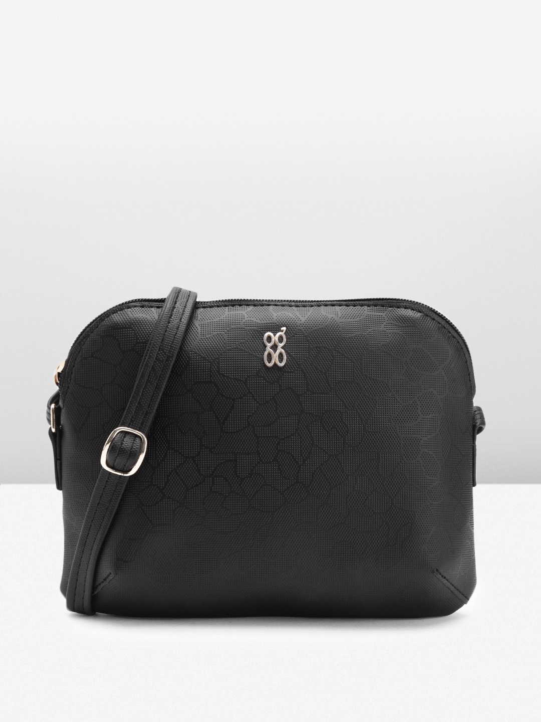

Baggit Self Design Structured Sling Bag, Black