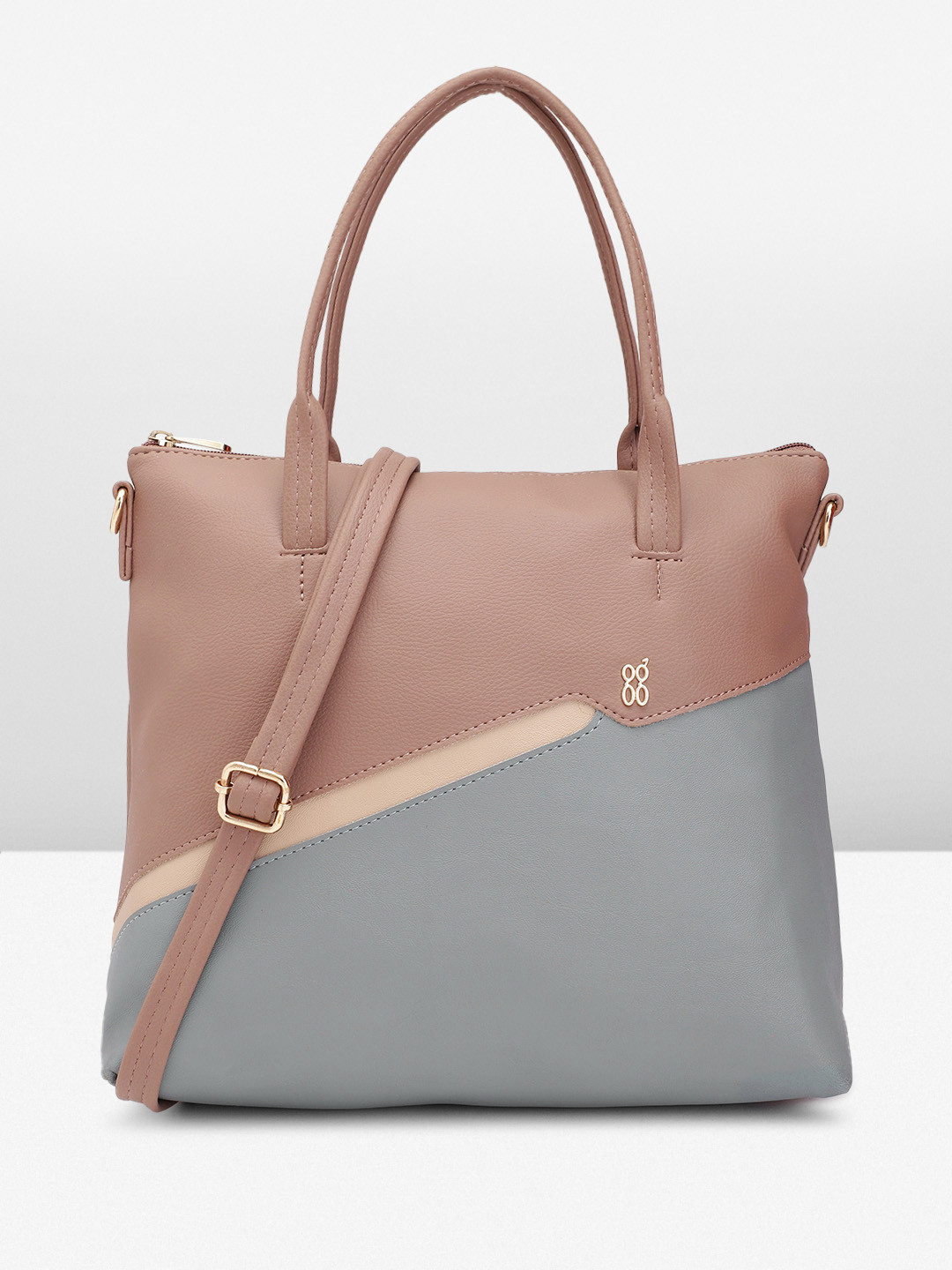 

Baggit Colourblocked PU Structured Handheld Bag, Mauve
