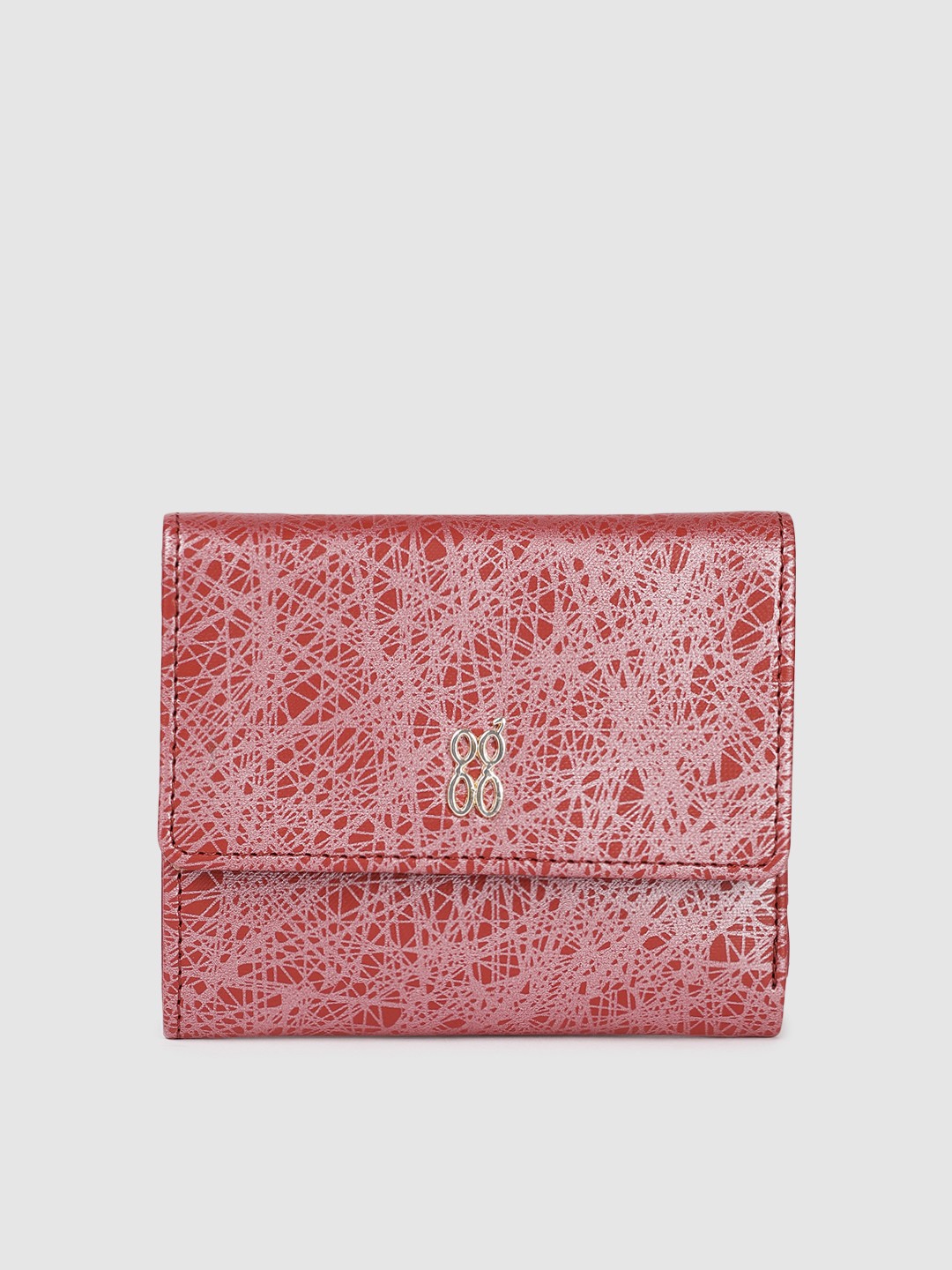 

Baggit Women Printed Three Fold Wallet, Red