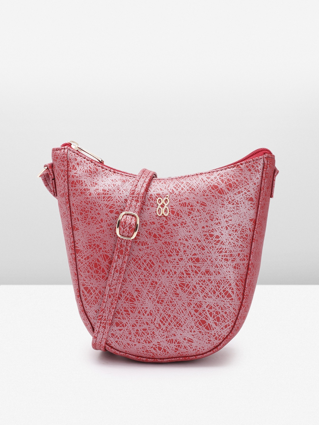 

Baggit Abstract Printed Structured Sling Bag, Red