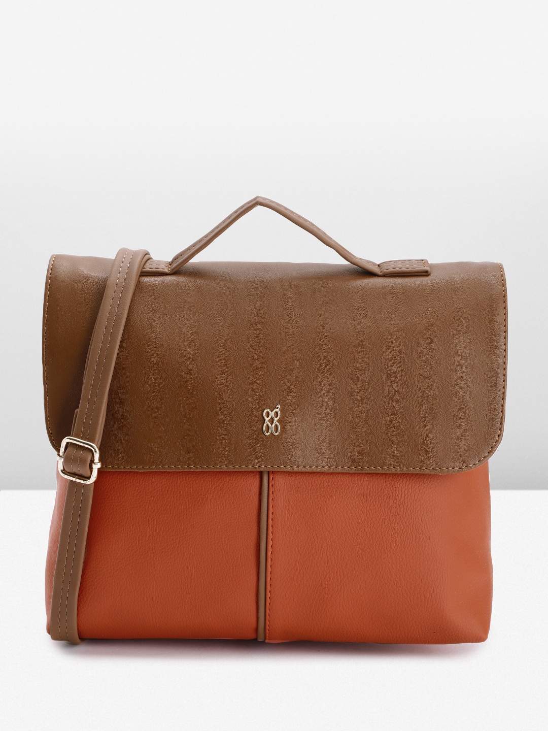 

Baggit Colourblocked Structured Handheld Bag, Rust