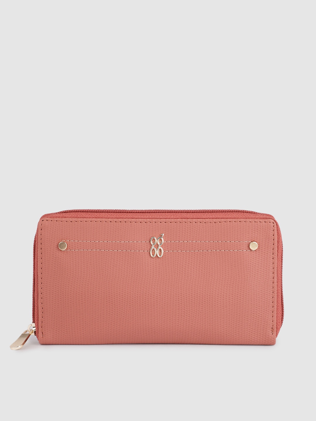 

Baggit Women Textured Zip Around Wallet, Coral