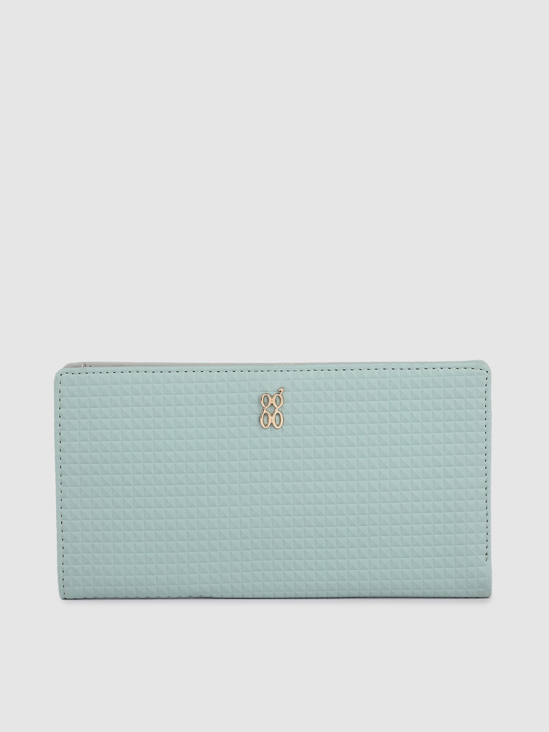 

Baggit Women Geometric Textured Two Fold Wallet, Sea green