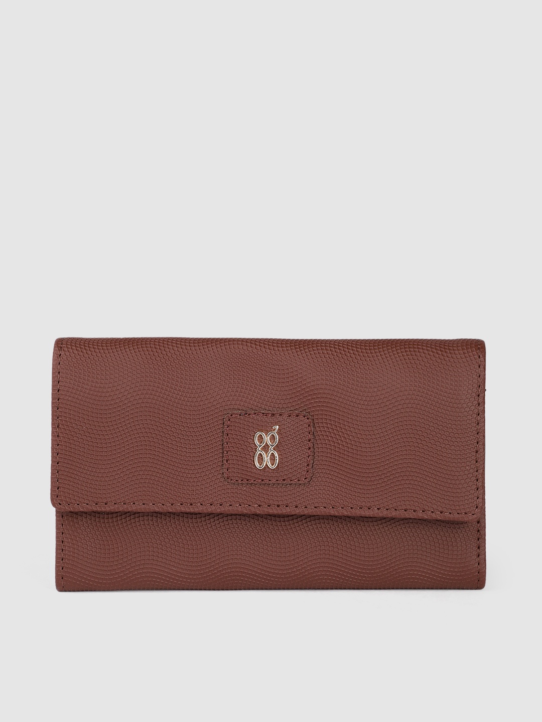 

Baggit Women Geometric Textured PU Envelope Wallet, Brown