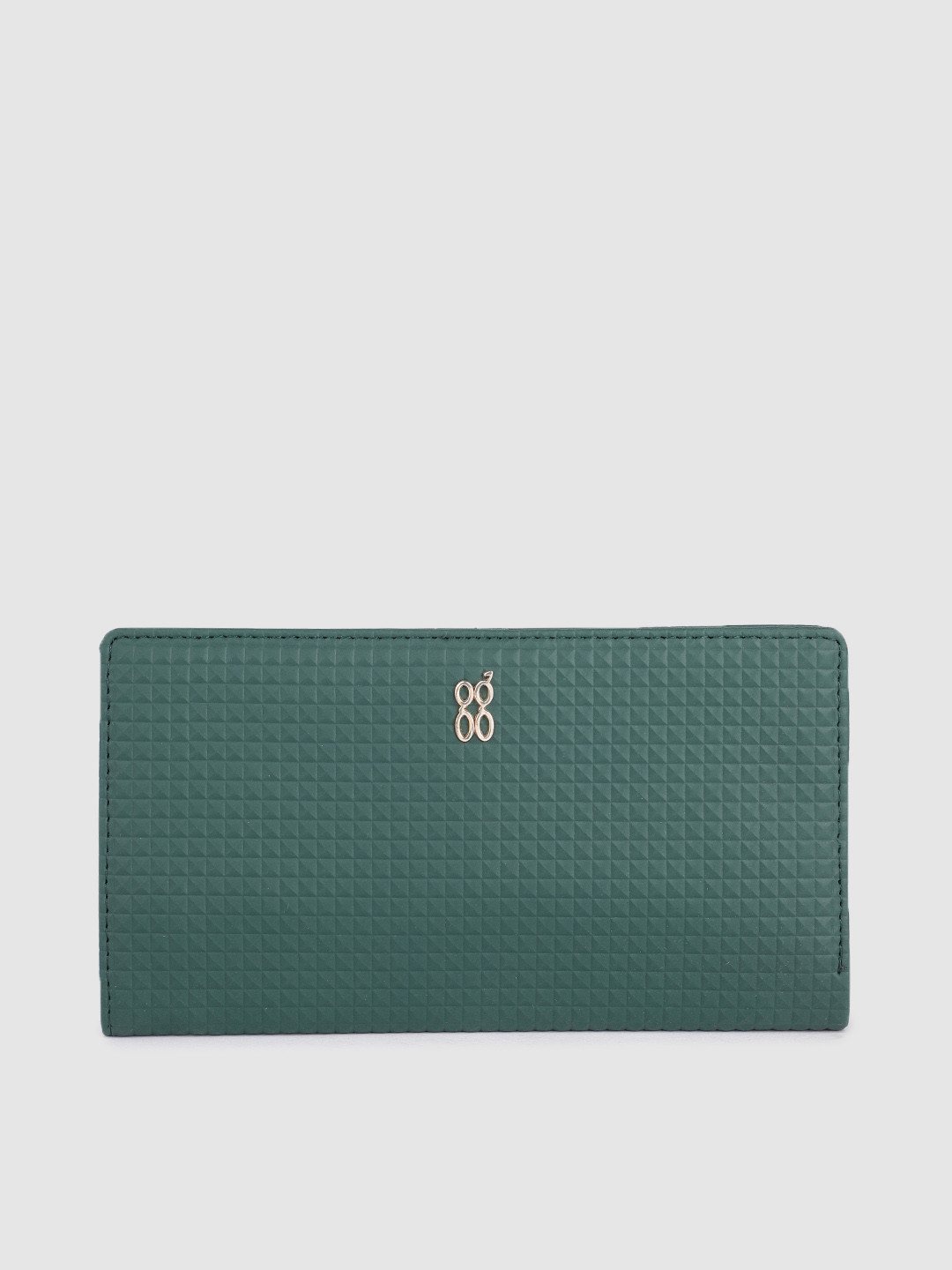 

Baggit Women Geometric Textured Two Fold Wallet, Green