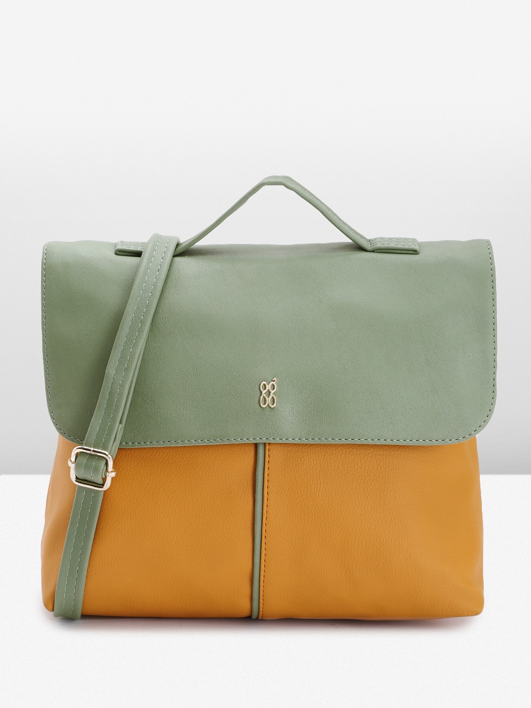 

Baggit Colourblocked Structured Handheld Bag, Yellow