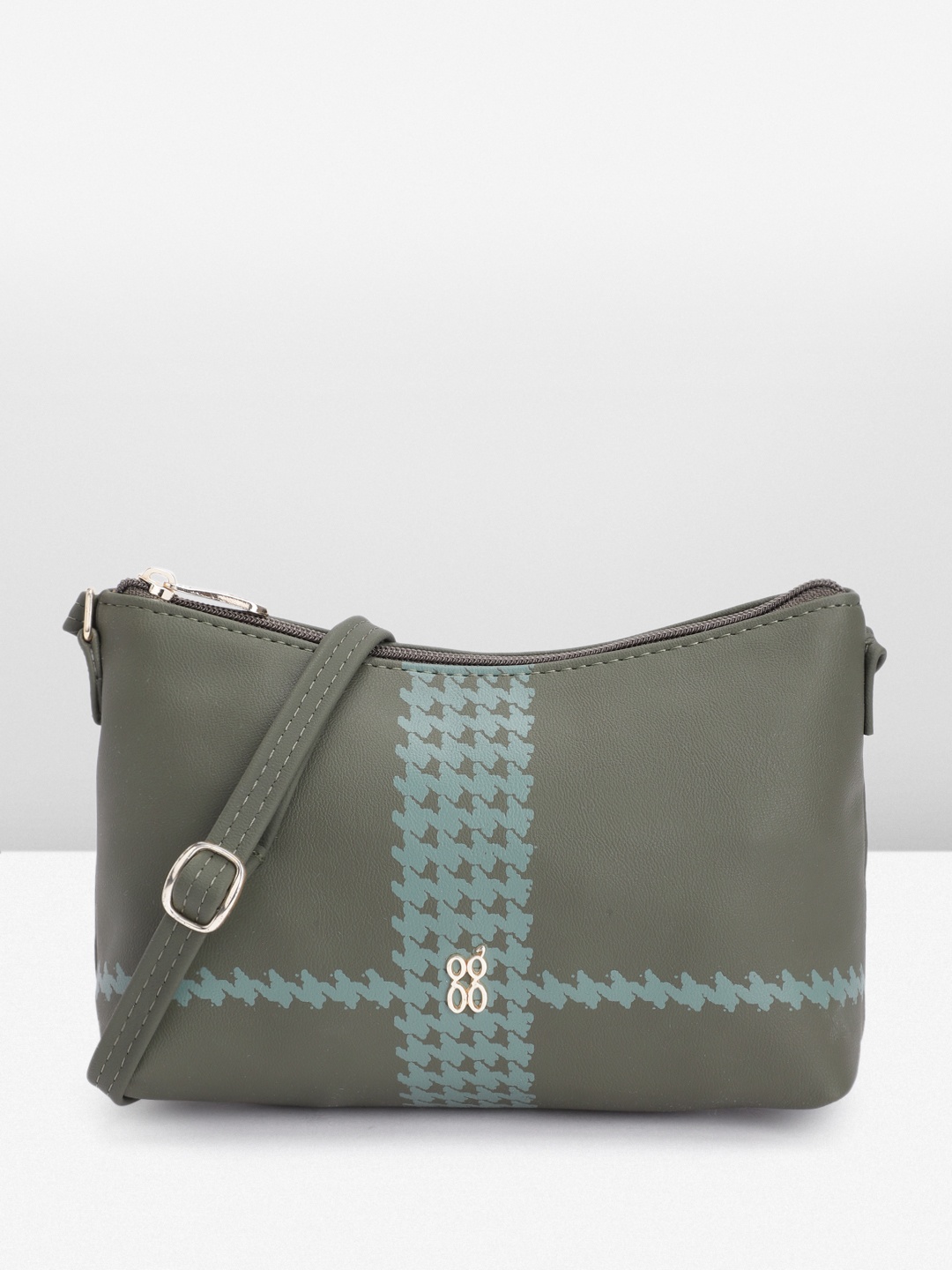 

Baggit Abstract Printed Structured Sling Bag, Olive