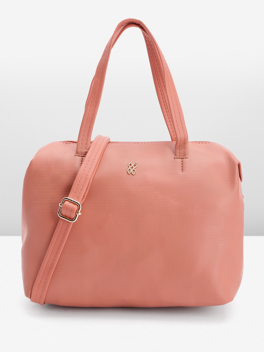 

Baggit Self Striped Structured Handheld Bag, Coral