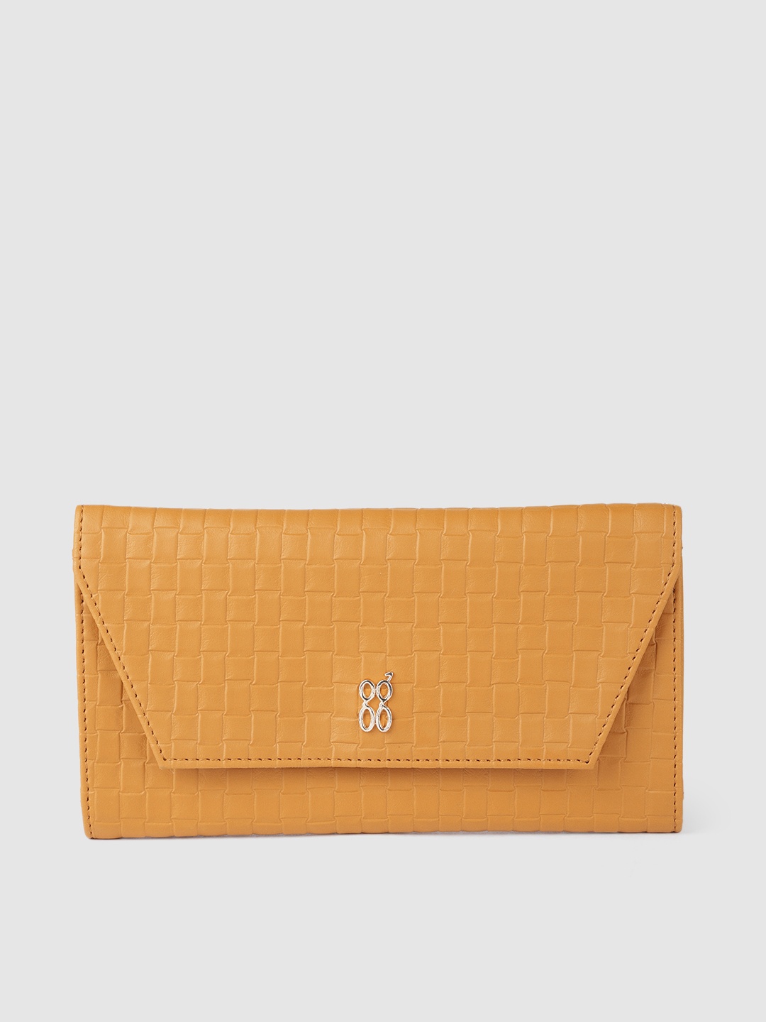 

Baggit Women Geometric Textured PU Three Fold Wallet, Mustard