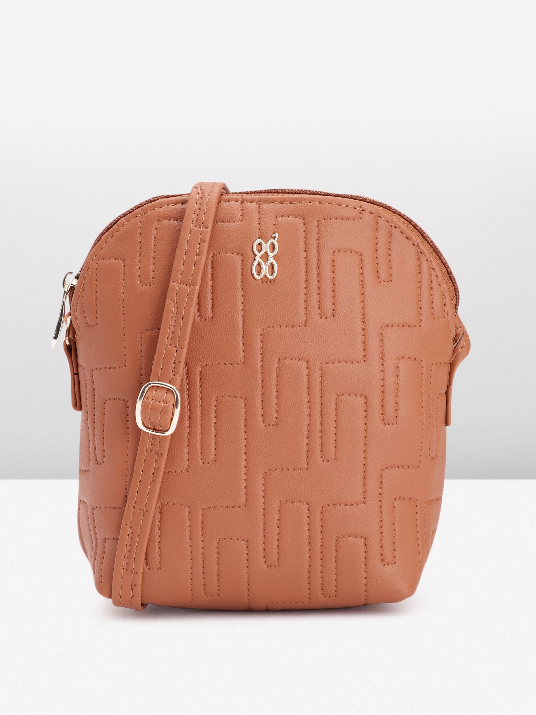 

Baggit Structured Sling Bag with Stitch Detail, Rust