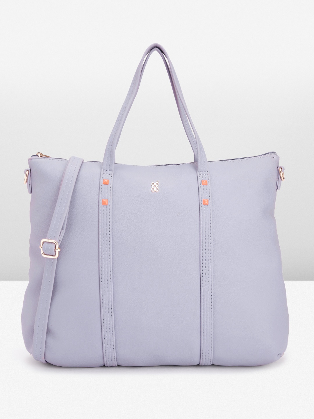 

Baggit Solid PU Oversized Structured Laptop Handheld Bag With Minimal Studded Detail, Purple