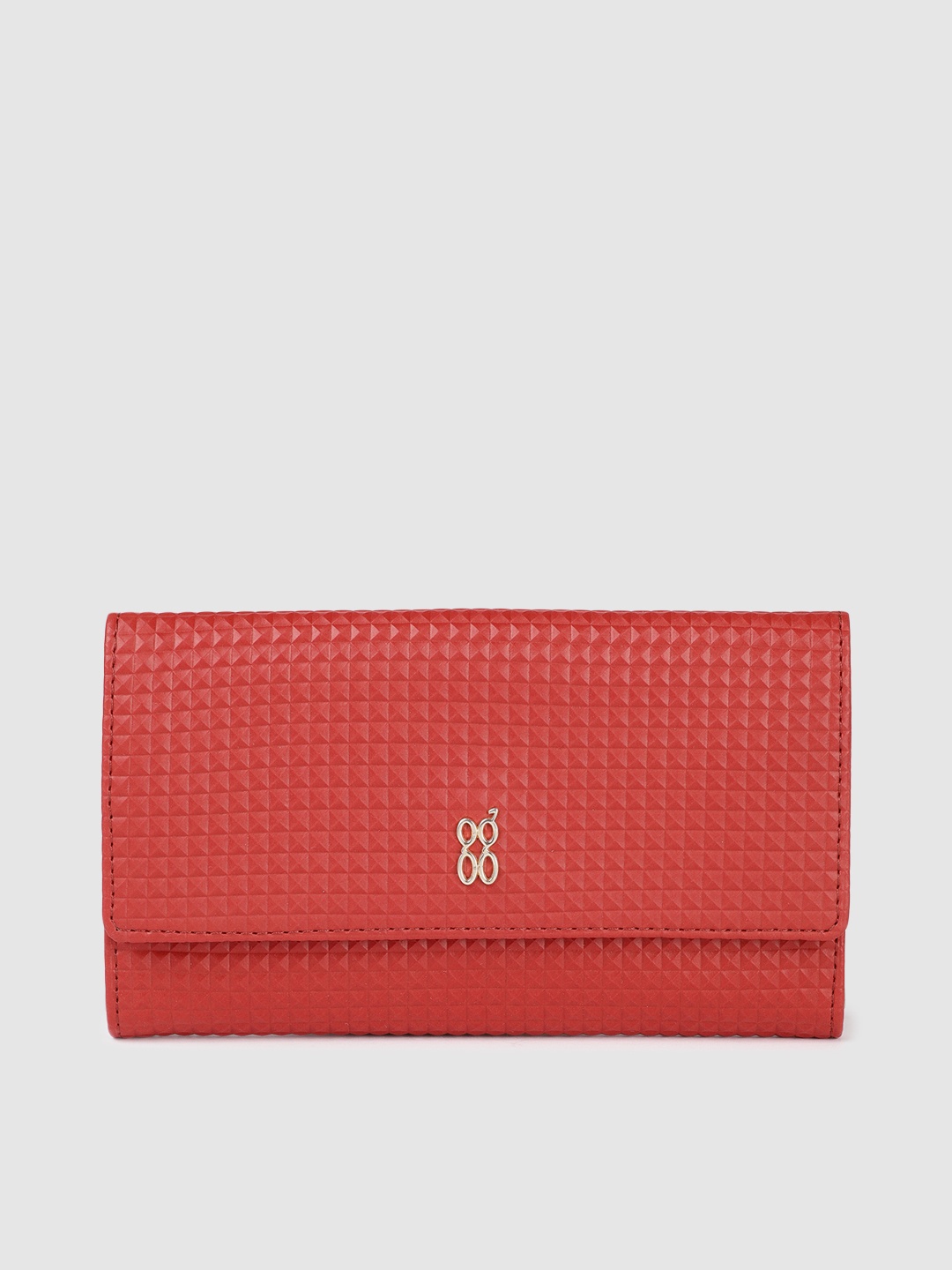 

Baggit Women Textured Three Fold Wallet, Red